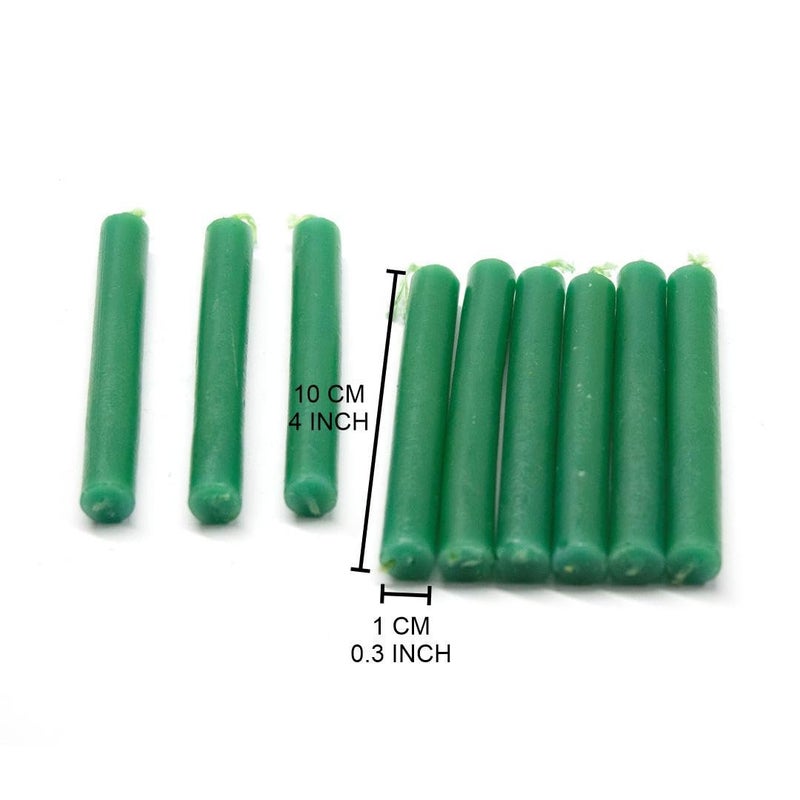 Vrinda Set of 20-4"" Mini Chime Ritual Spell Unscented Taper Candles - Ideal for Chime/Altar/Spell Work (Green) - Image 2